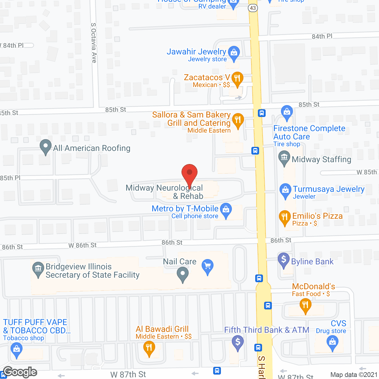 Map of the neighborhood around Midway Neurological and Rehab
