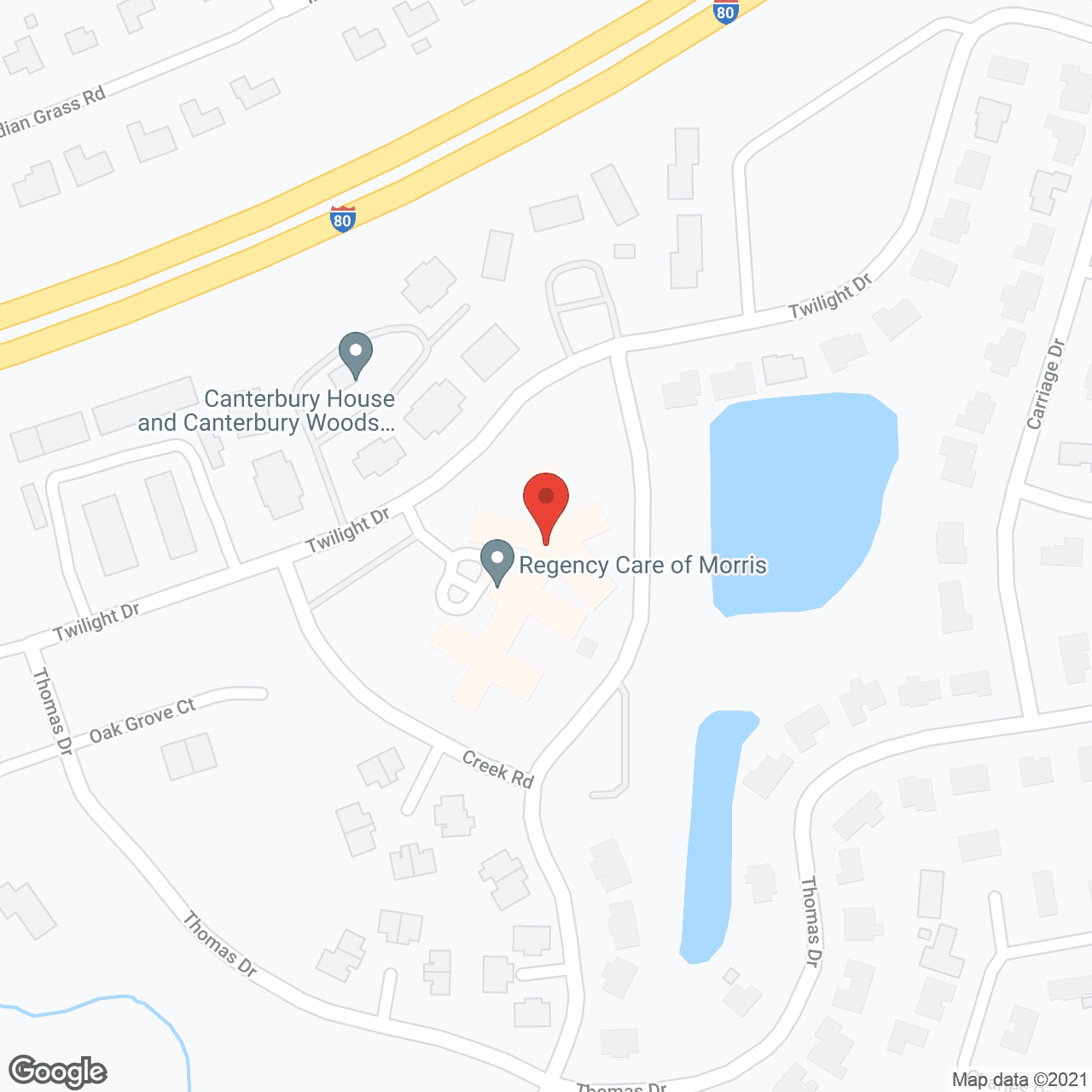 Map of the neighborhood around Regency Care of Morris