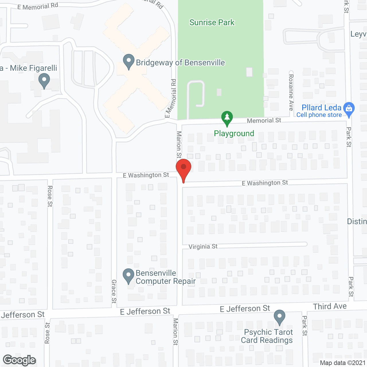 Map of the neighborhood around Bridgeway of Bensenville