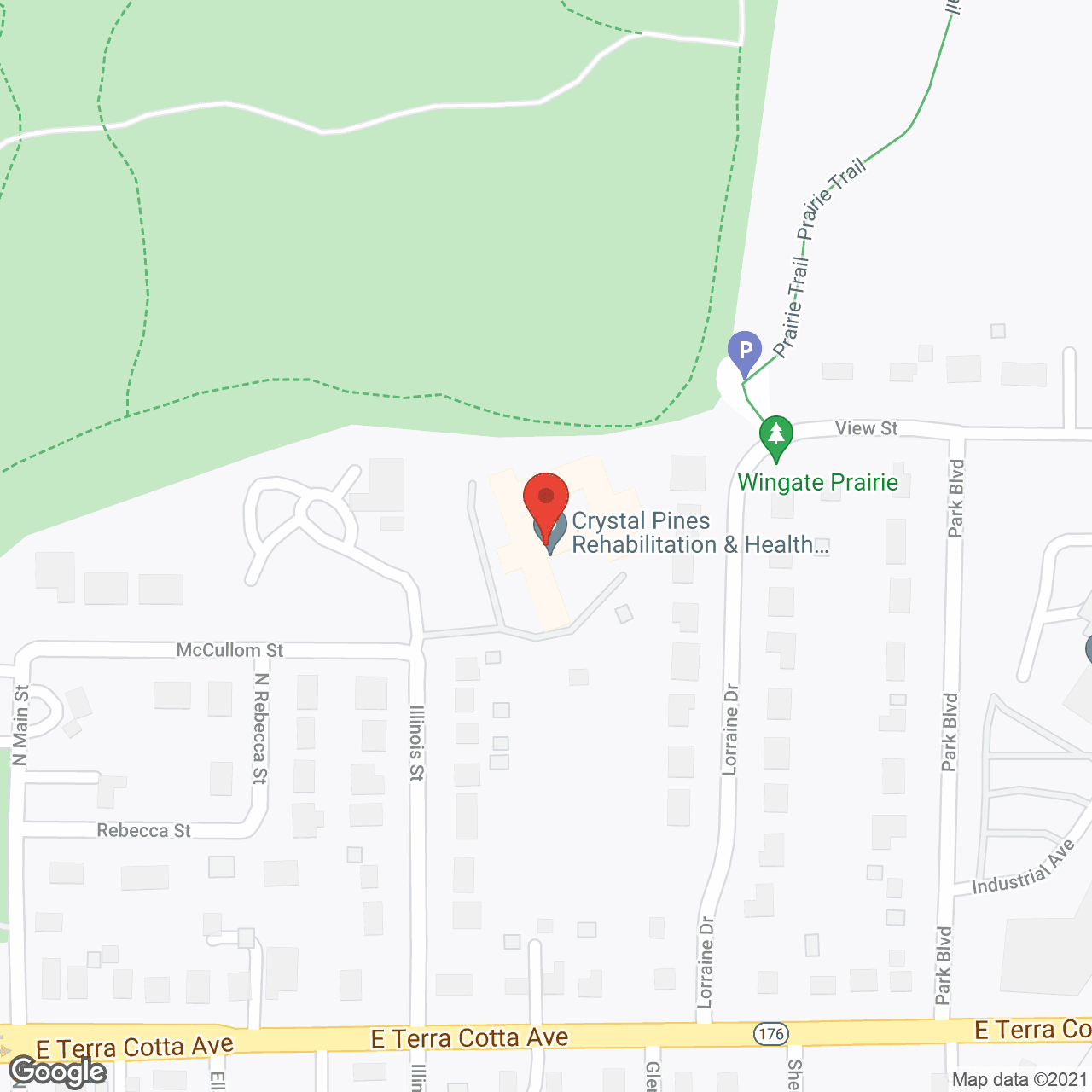 Map of the neighborhood around Crystal Pines Health Care Ctr
