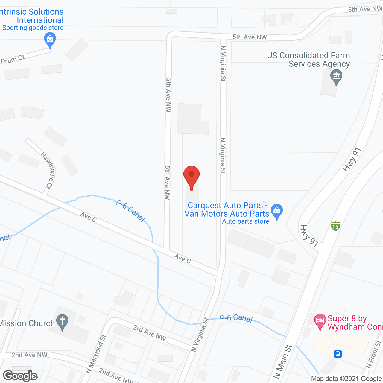 Map of the neighborhood around Blue Sky Villa Retirement Vlge