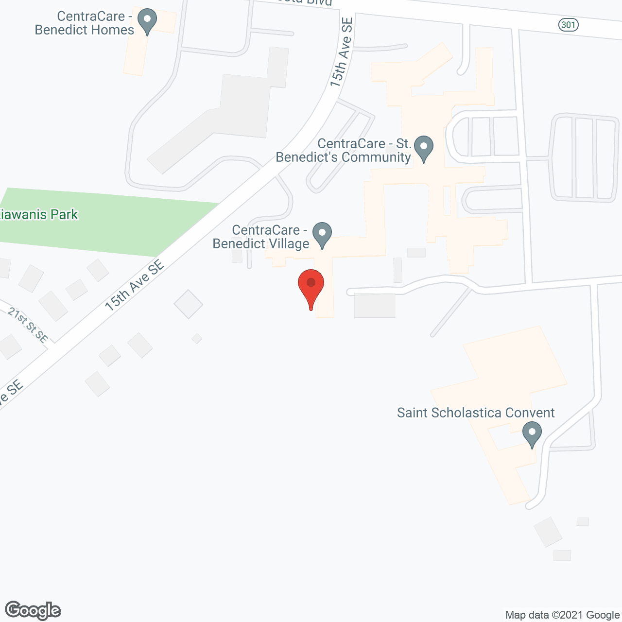 Map of the neighborhood around Benedict Village