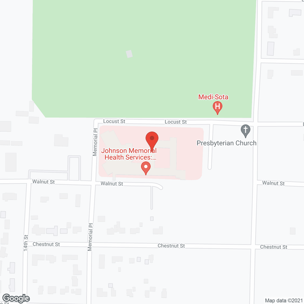 Map of the neighborhood around Johnson Memorial Health Svc