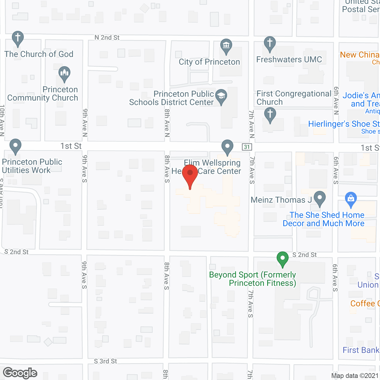 Map of the neighborhood around Elim Wellspring Princeton Caley House