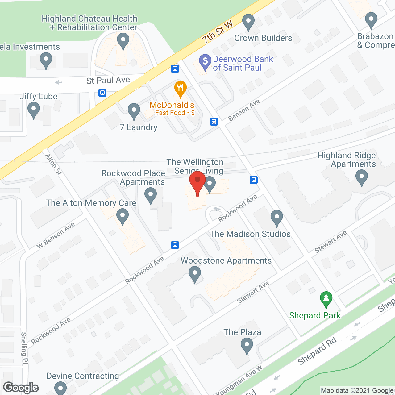 Map of the neighborhood around The Wellington Senior Living