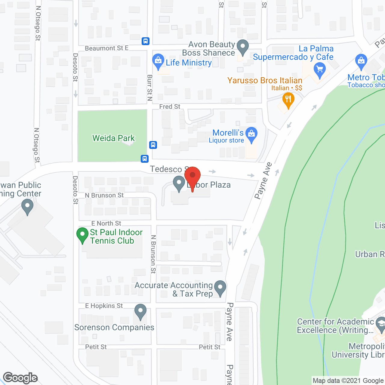 Map of the neighborhood around Labor Plaza Apartments
