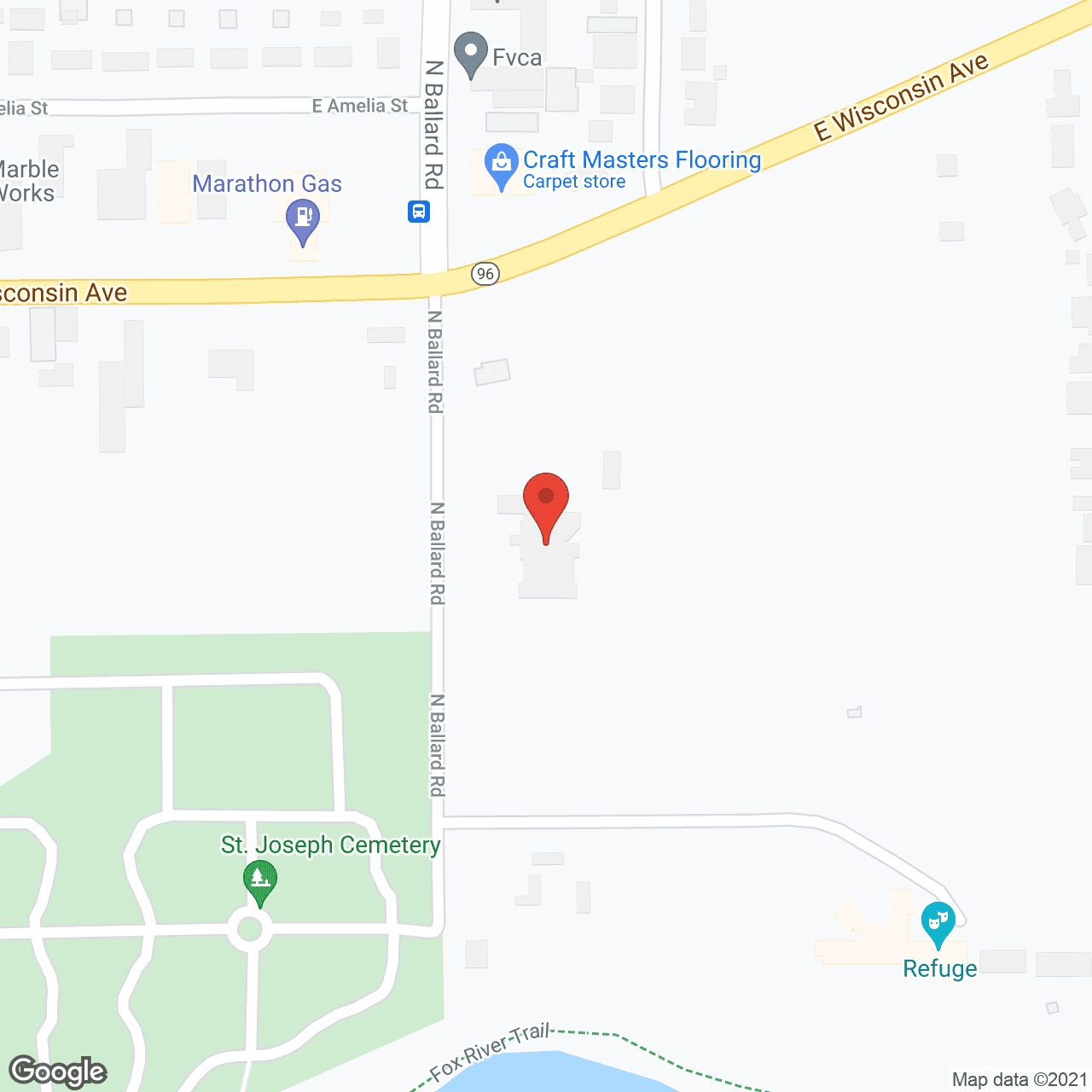 Map of the neighborhood around St Fidelis Friary