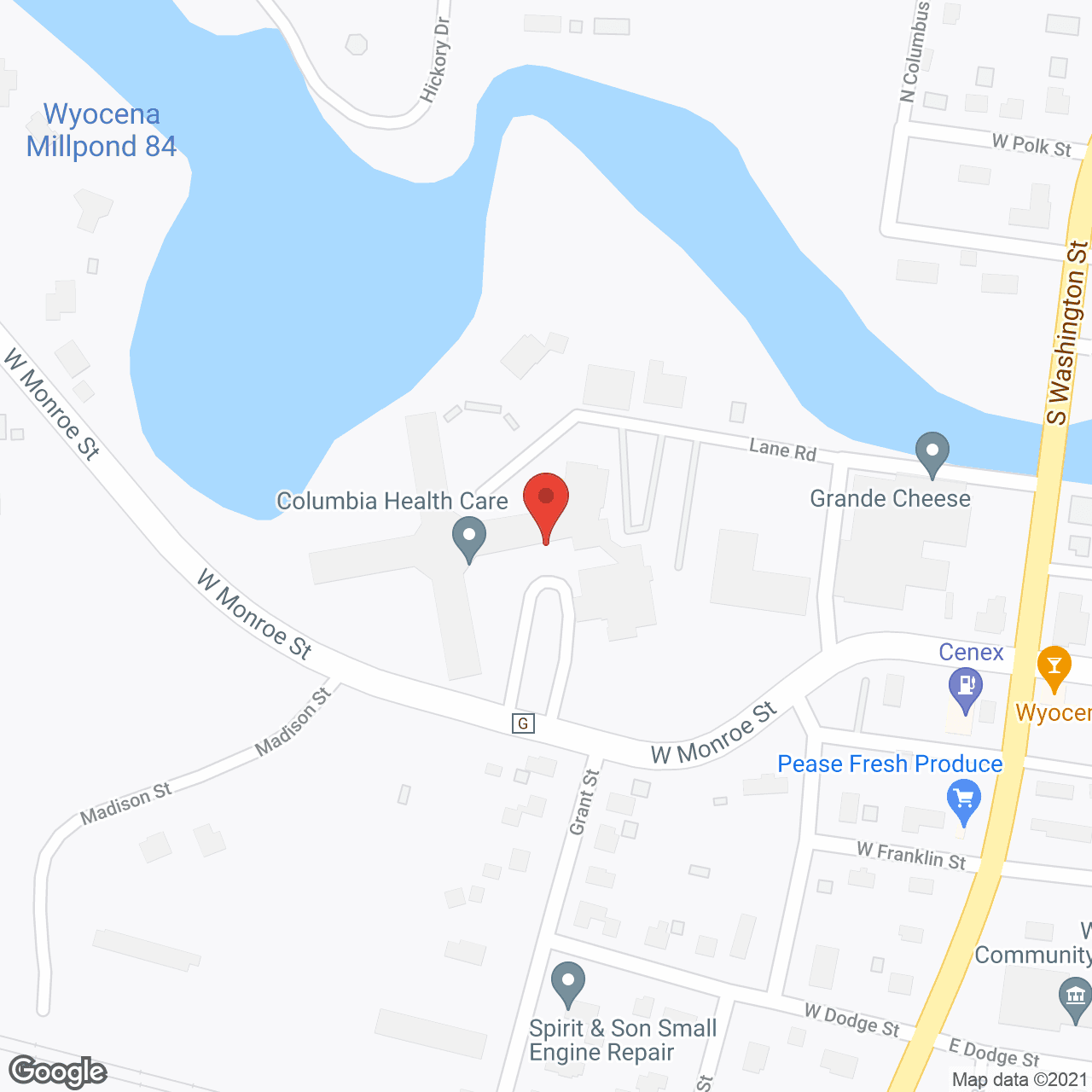 Map of the neighborhood around Columbia Health Care