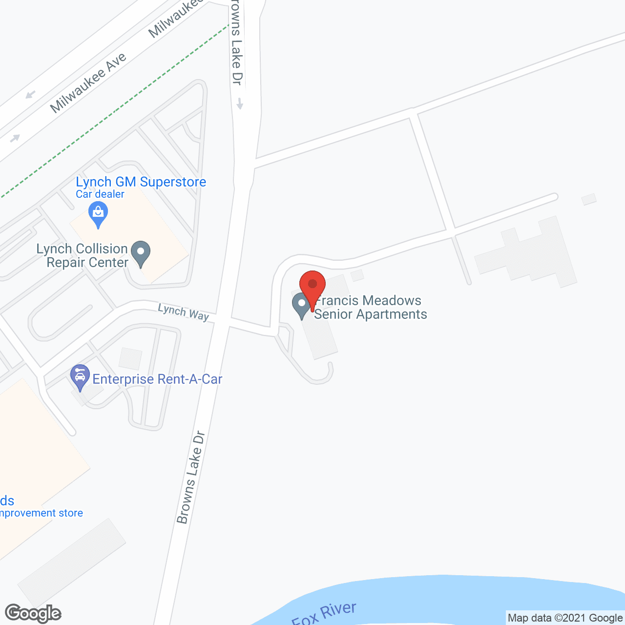 Map of the neighborhood around Francis Meadows