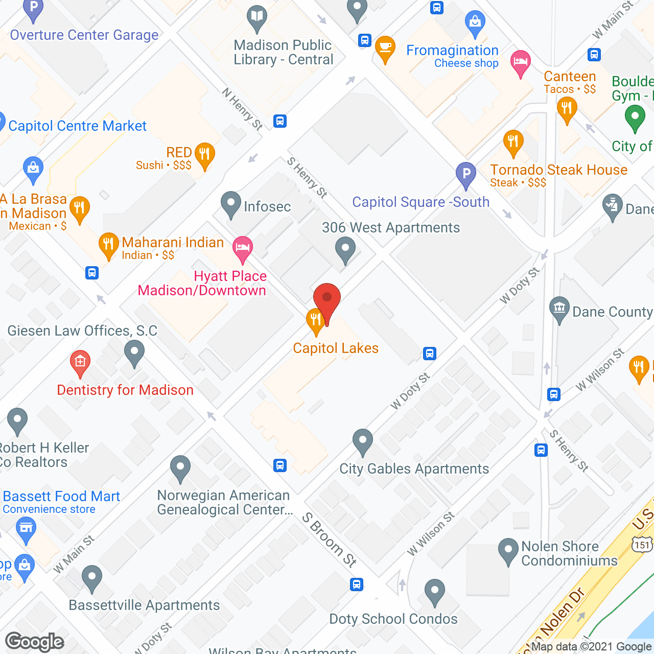 Map of the neighborhood around Capitol Lakes Independent Living