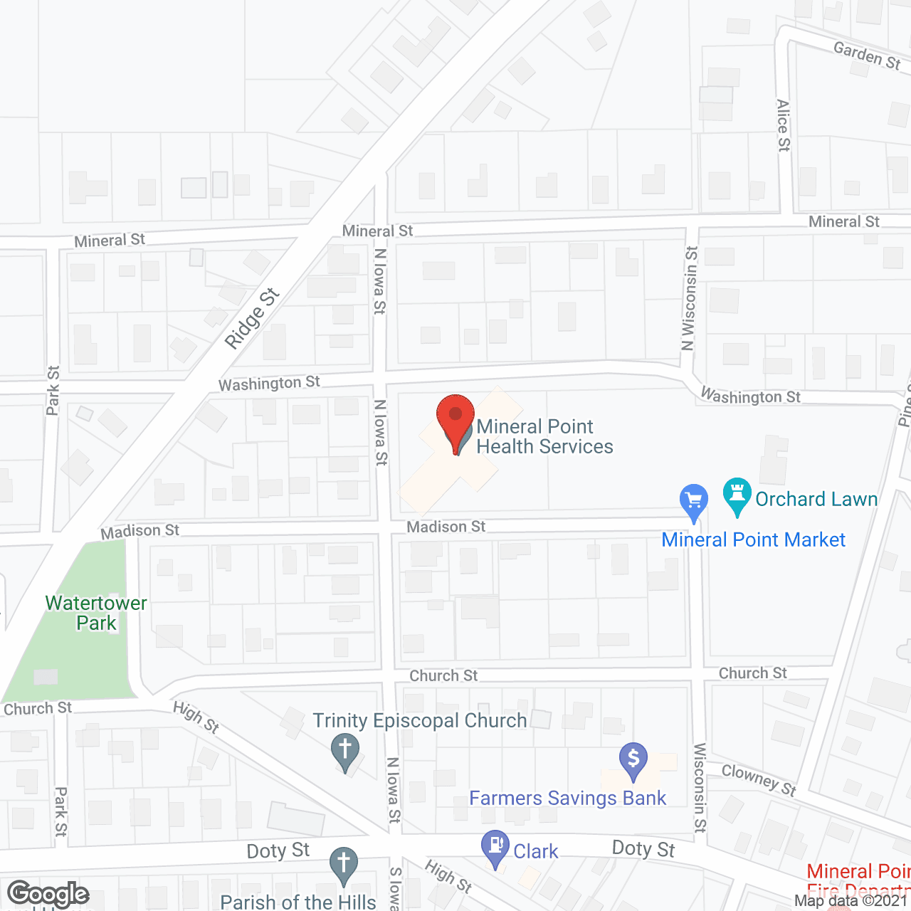 Map of the neighborhood around Mineral Point Care Ctr
