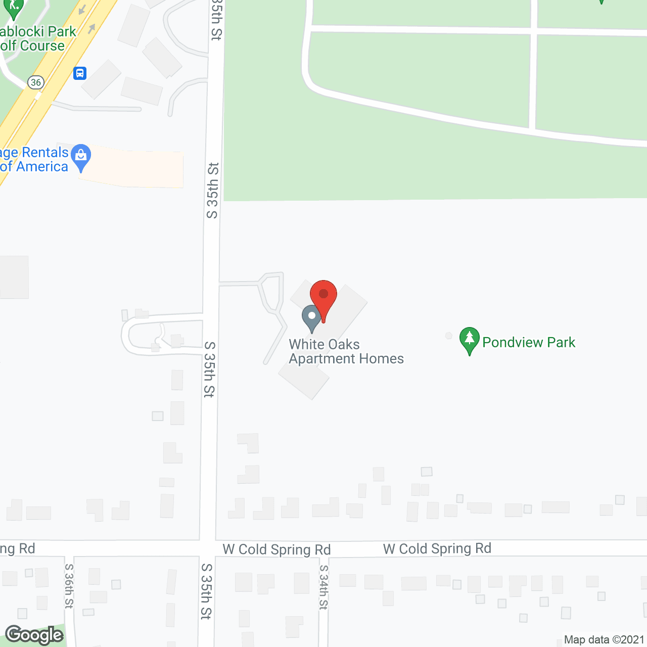 Map of the neighborhood around White Oaks