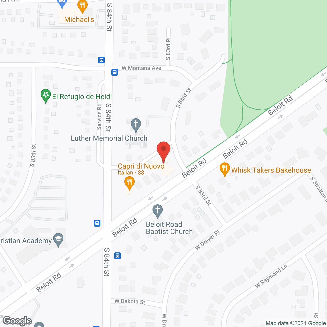 Map of the neighborhood around Trepho Terrace