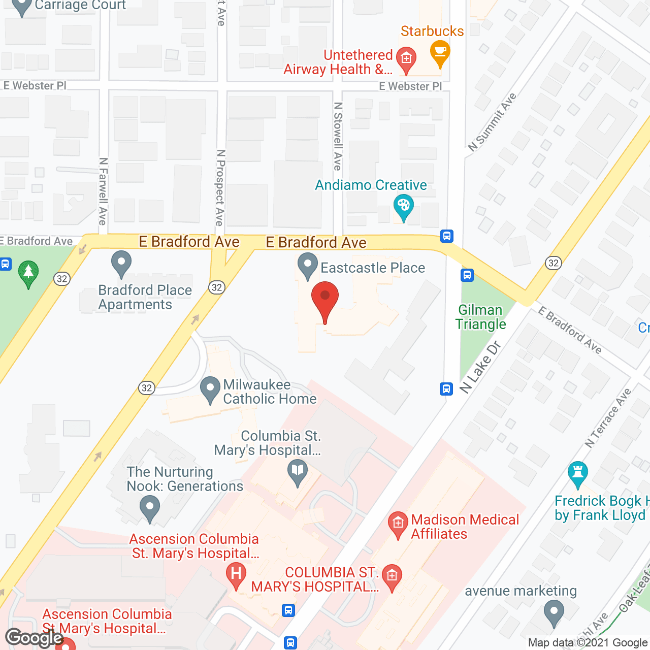 Map of the neighborhood around Milwaukee Protestant Home