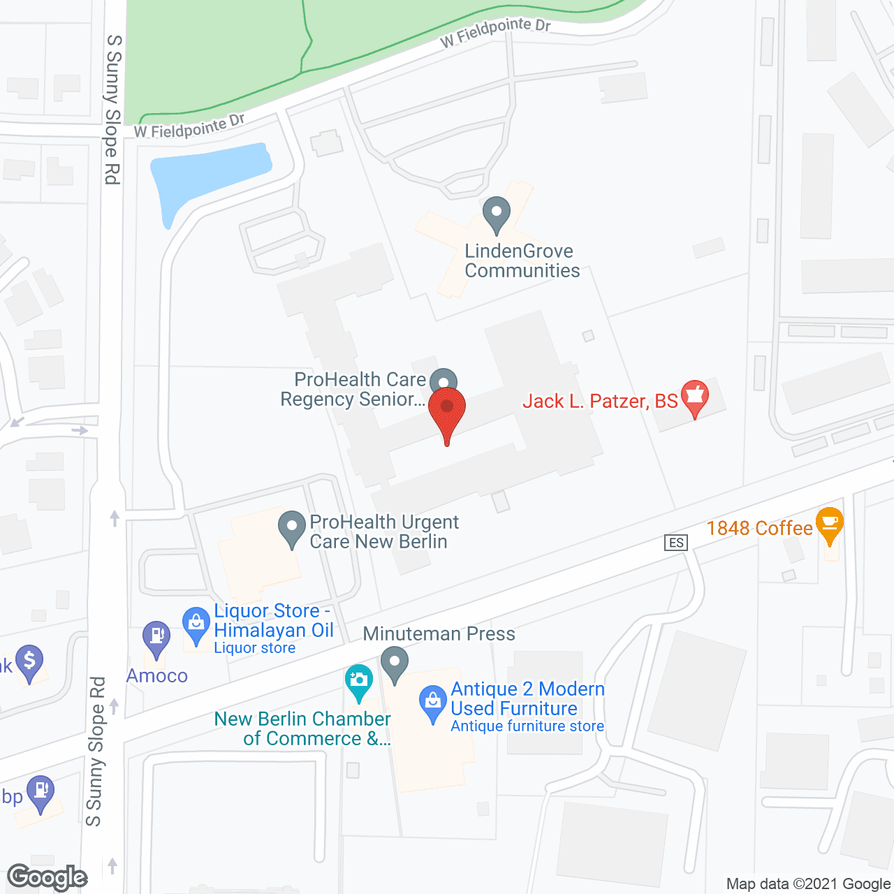 Map of the neighborhood around ProHealth Care Regency Senior Communities - New Berlin