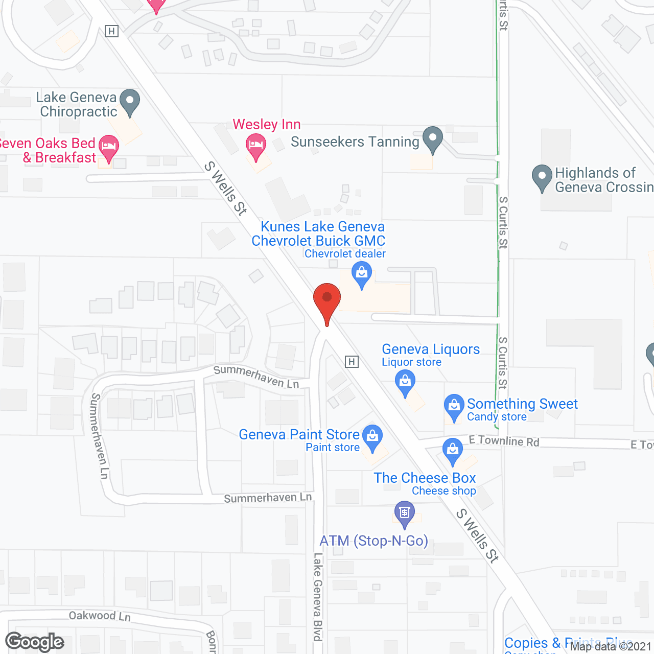 Map of the neighborhood around Pinecrest of Lake Geneva