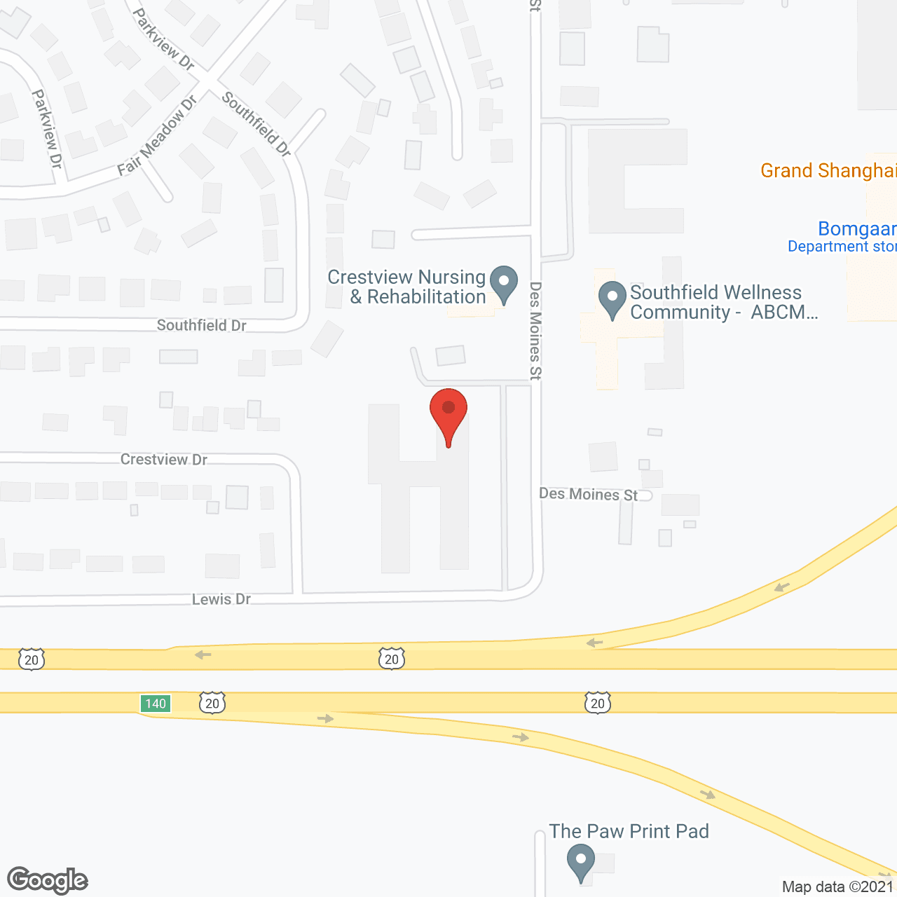 Map of the neighborhood around Crestview Apartments