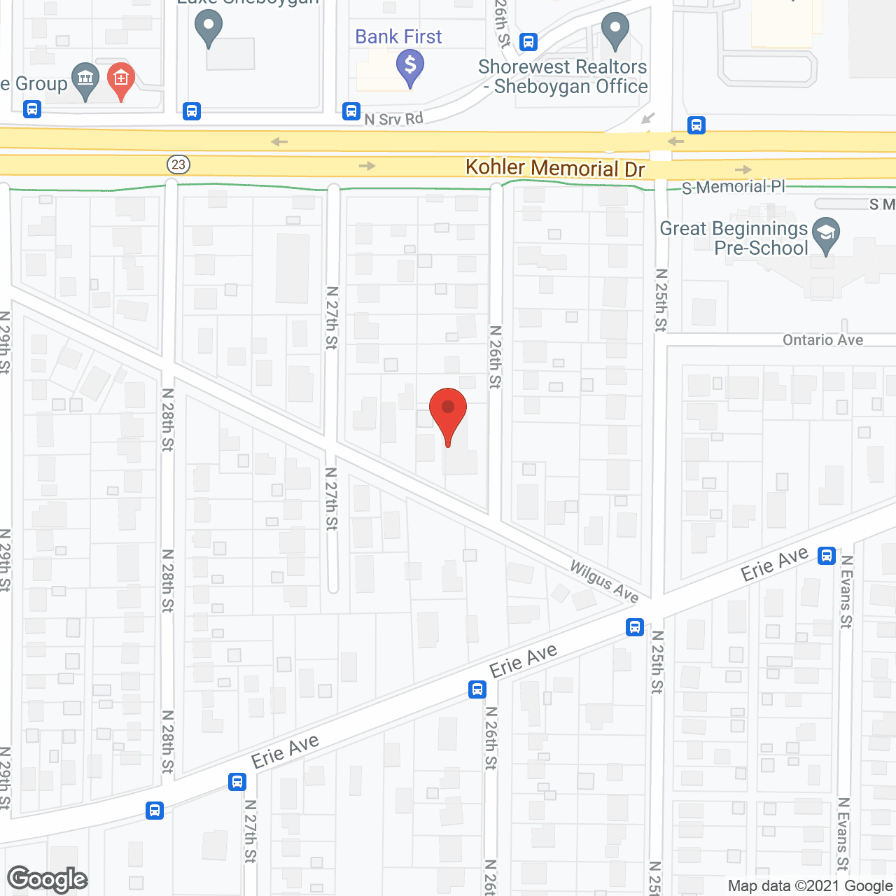 Map of the neighborhood around Hometown Retirement