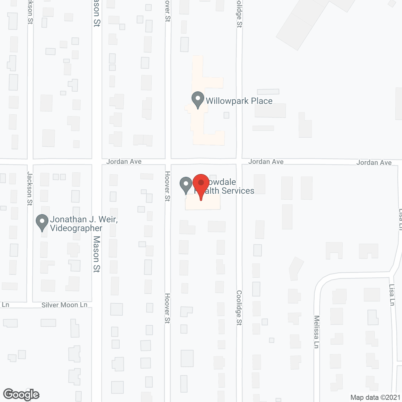 Map of the neighborhood around Willowdale Nursing and Rehab Ctr