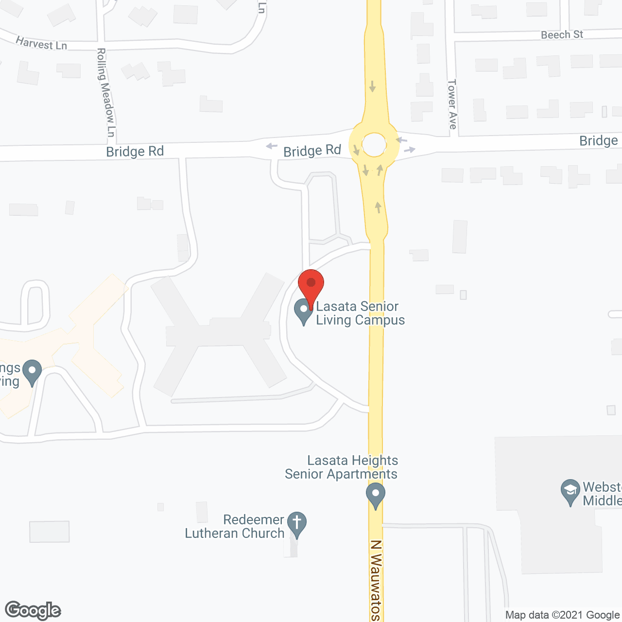Map of the neighborhood around Lasata Senior Living Campus