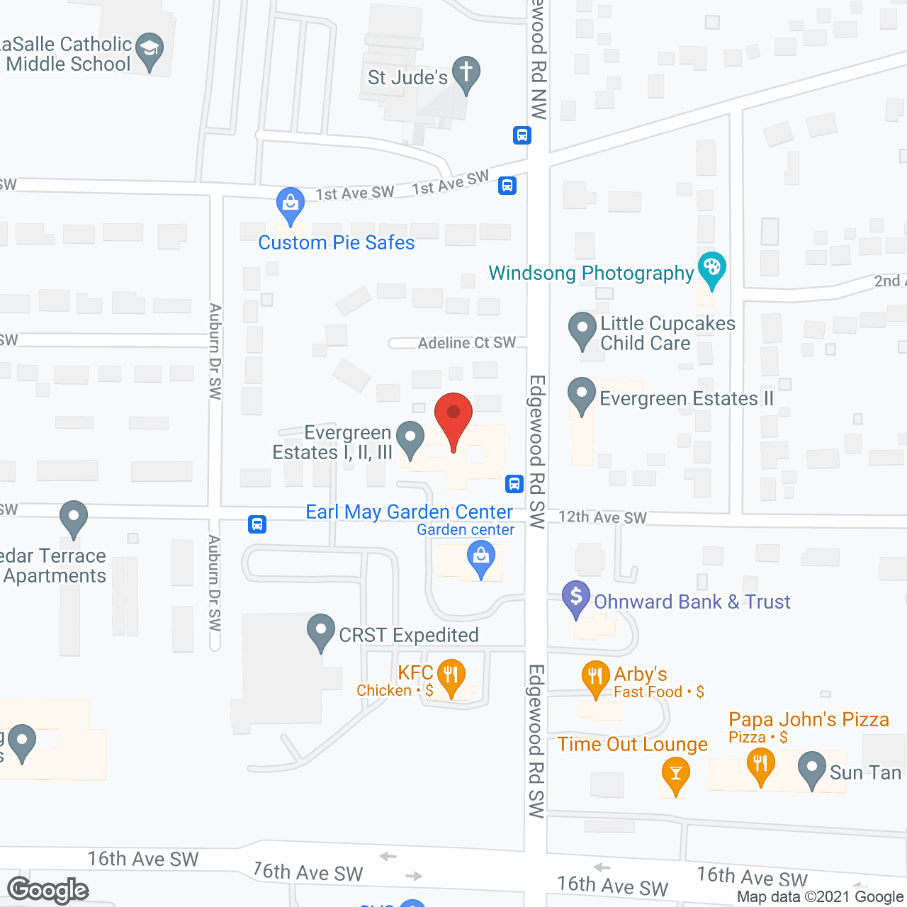 Map of the neighborhood around Evergreen Estates I