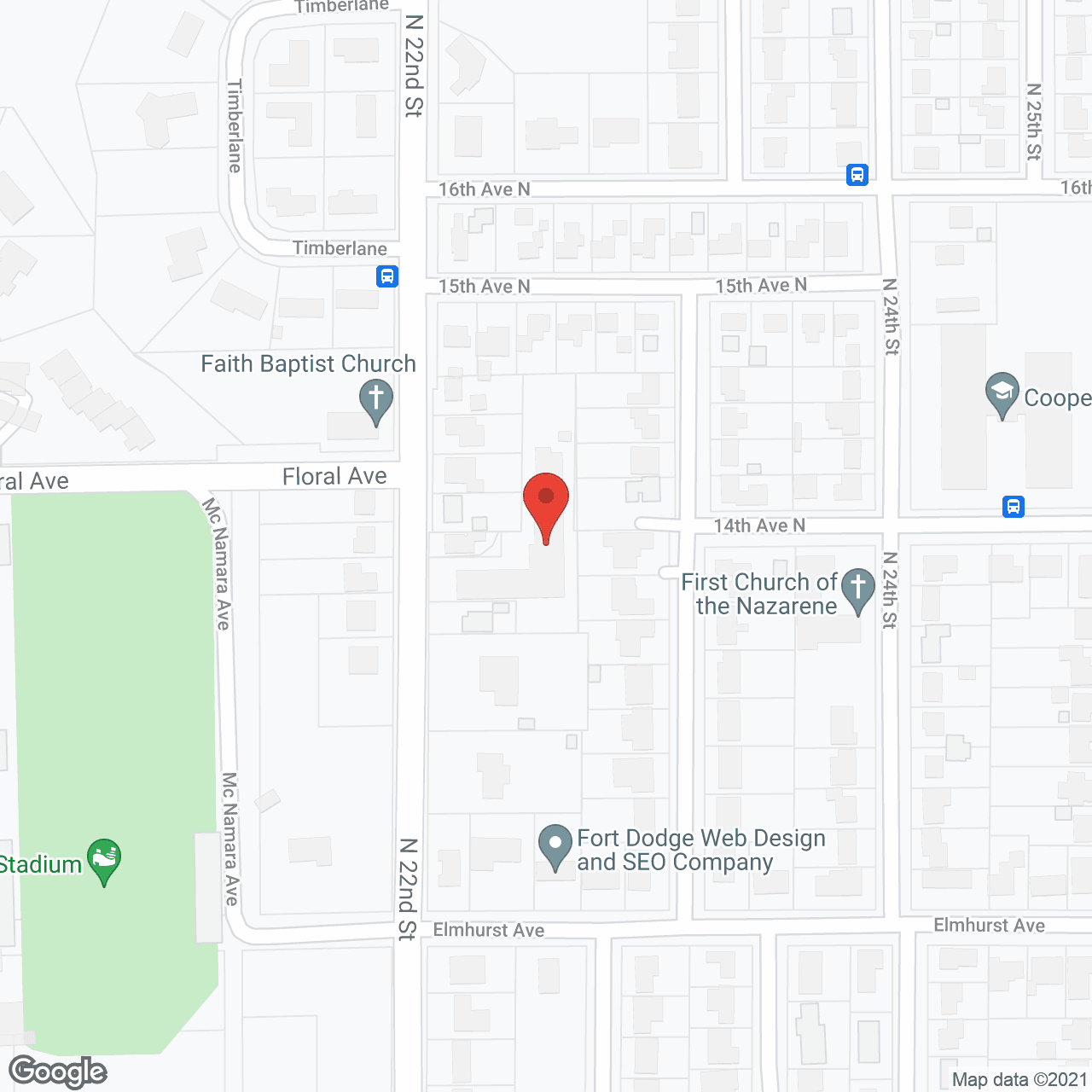 Map of the neighborhood around Greenleaf Retirement Community