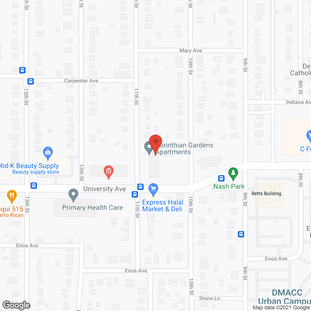 Map of the neighborhood around Corinthian Gardens