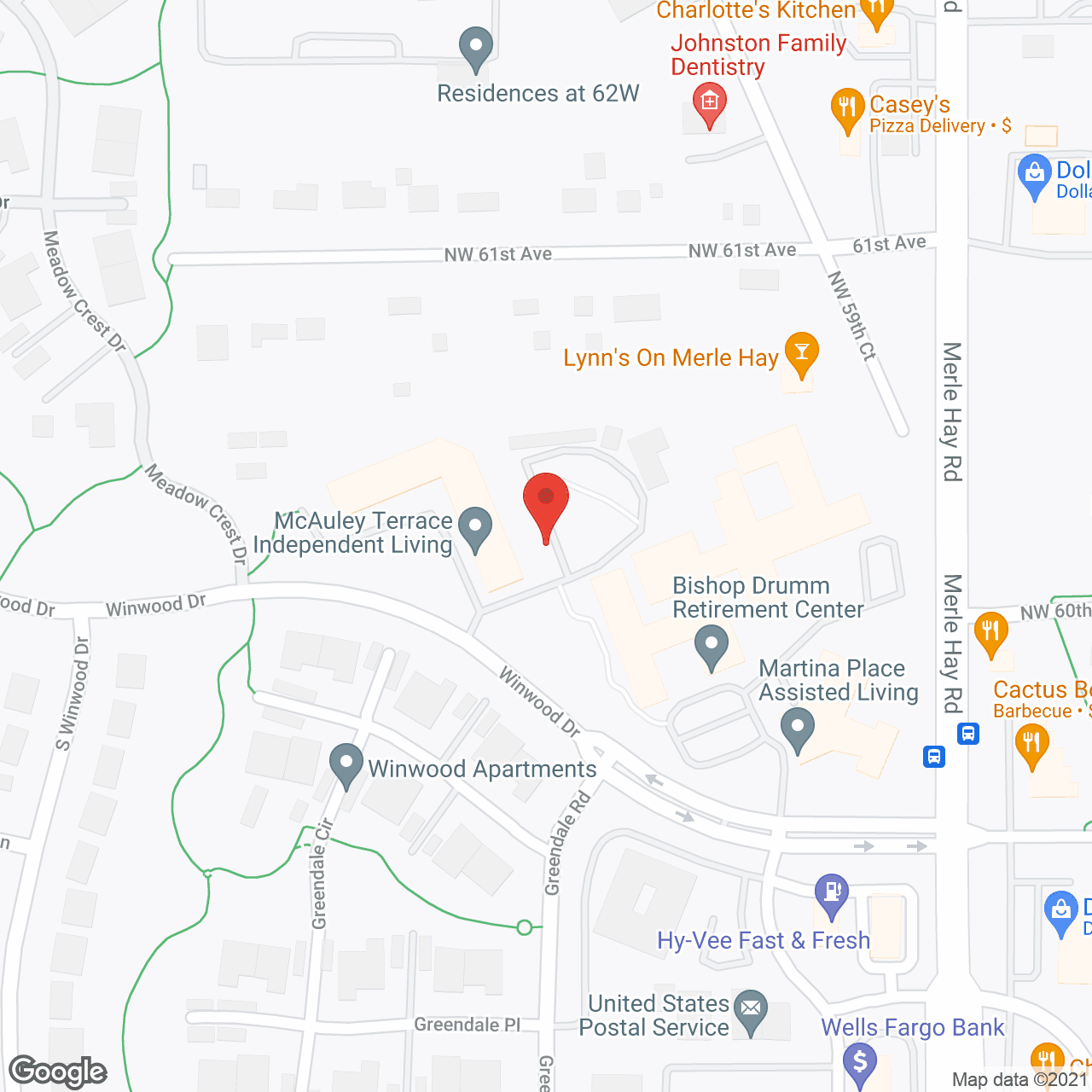 Map of the neighborhood around Bishop Drumm Retirement Center