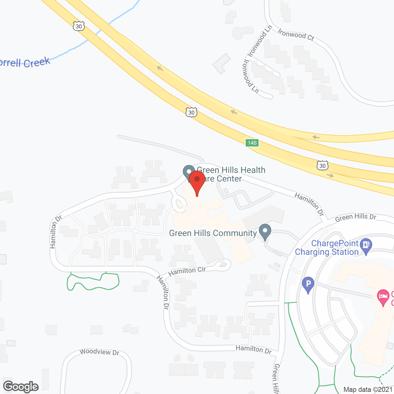 Map of the neighborhood around Green Hills Health Care Center