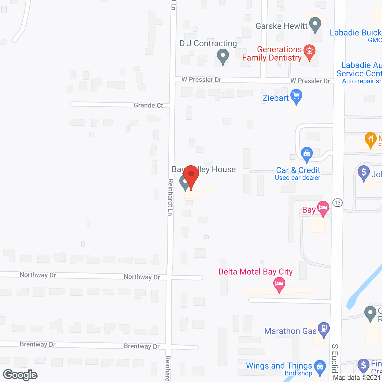 Map of the neighborhood around Bay Valley House