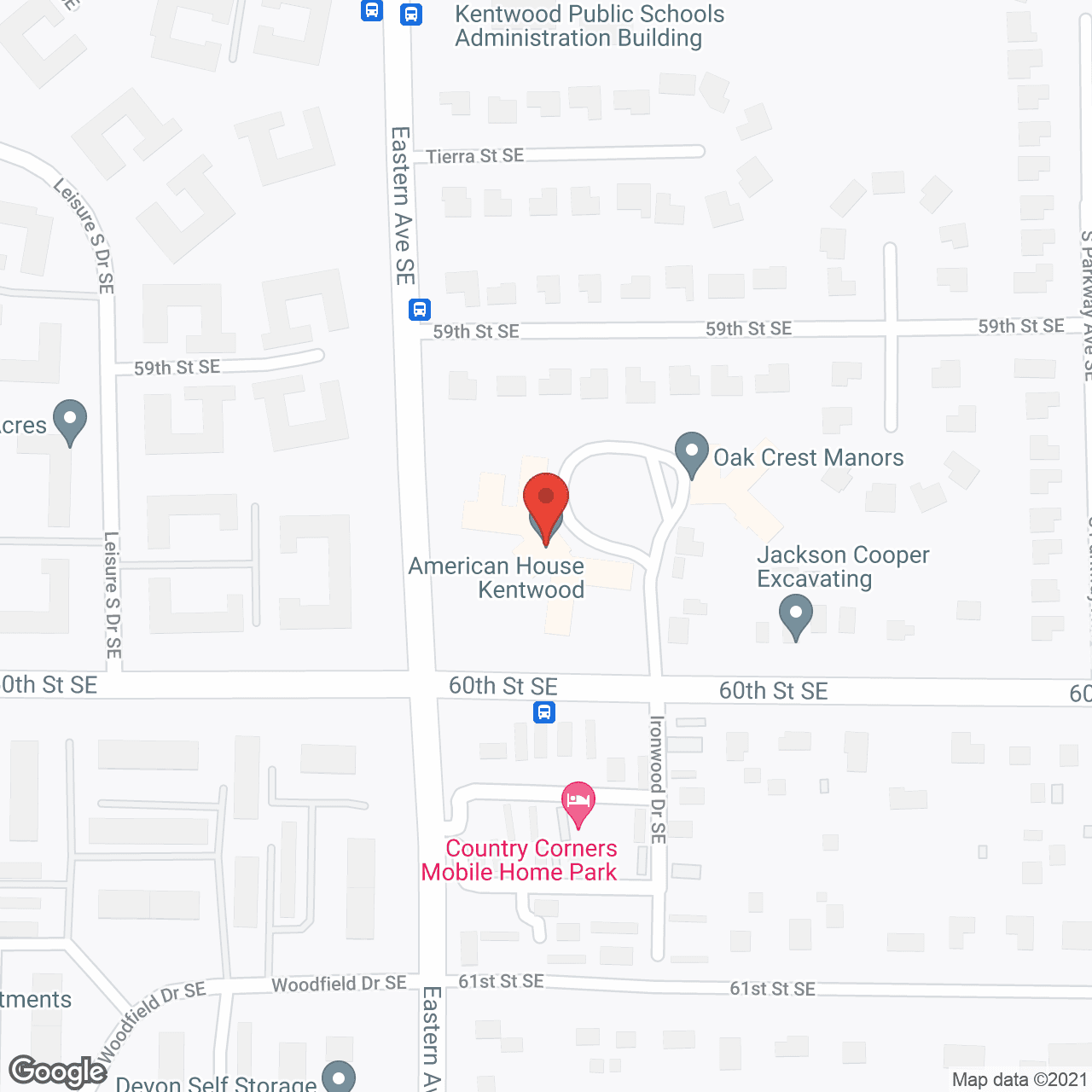 Map of the neighborhood around American House Kentwood