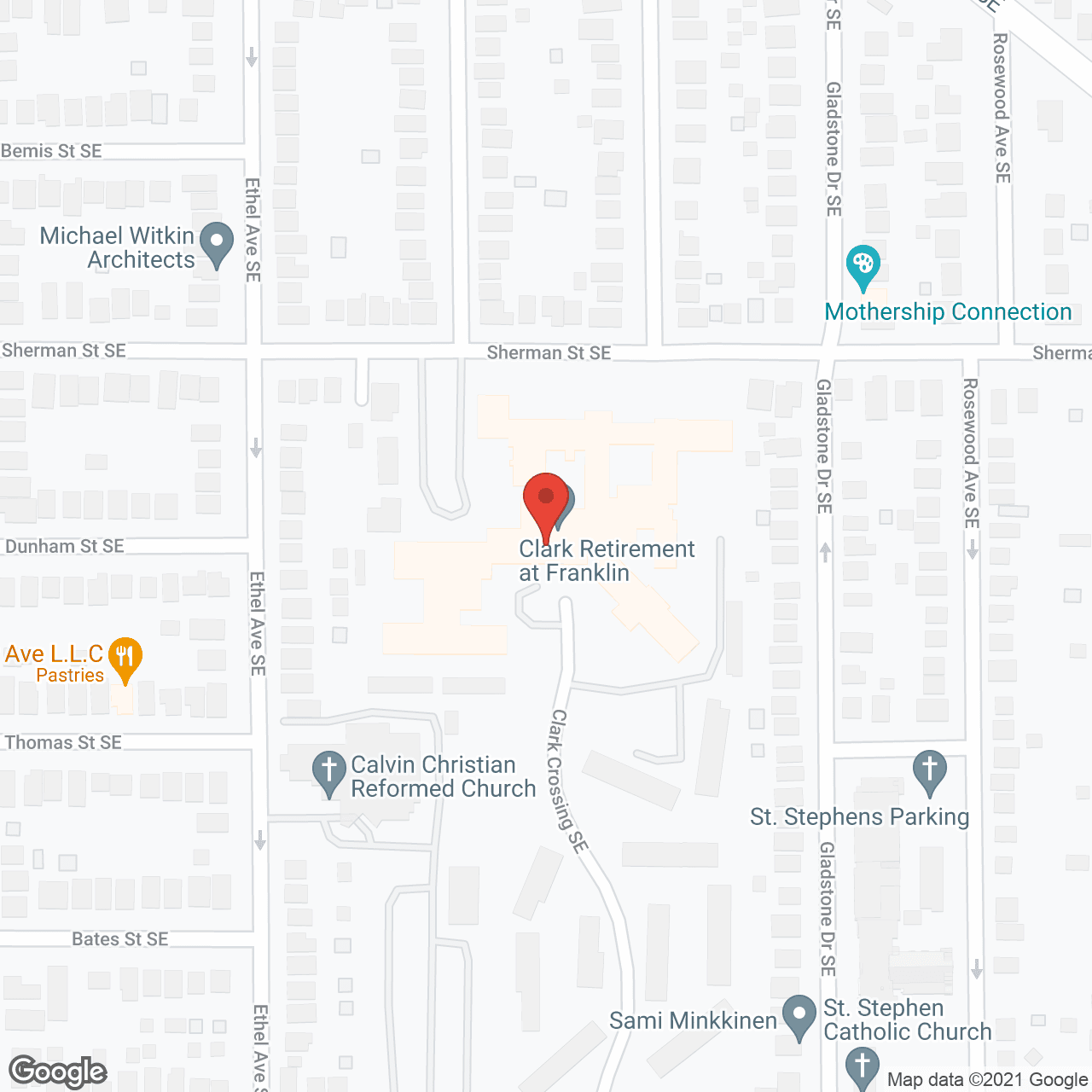 Map of the neighborhood around Clark Retirement Community at Franklin
