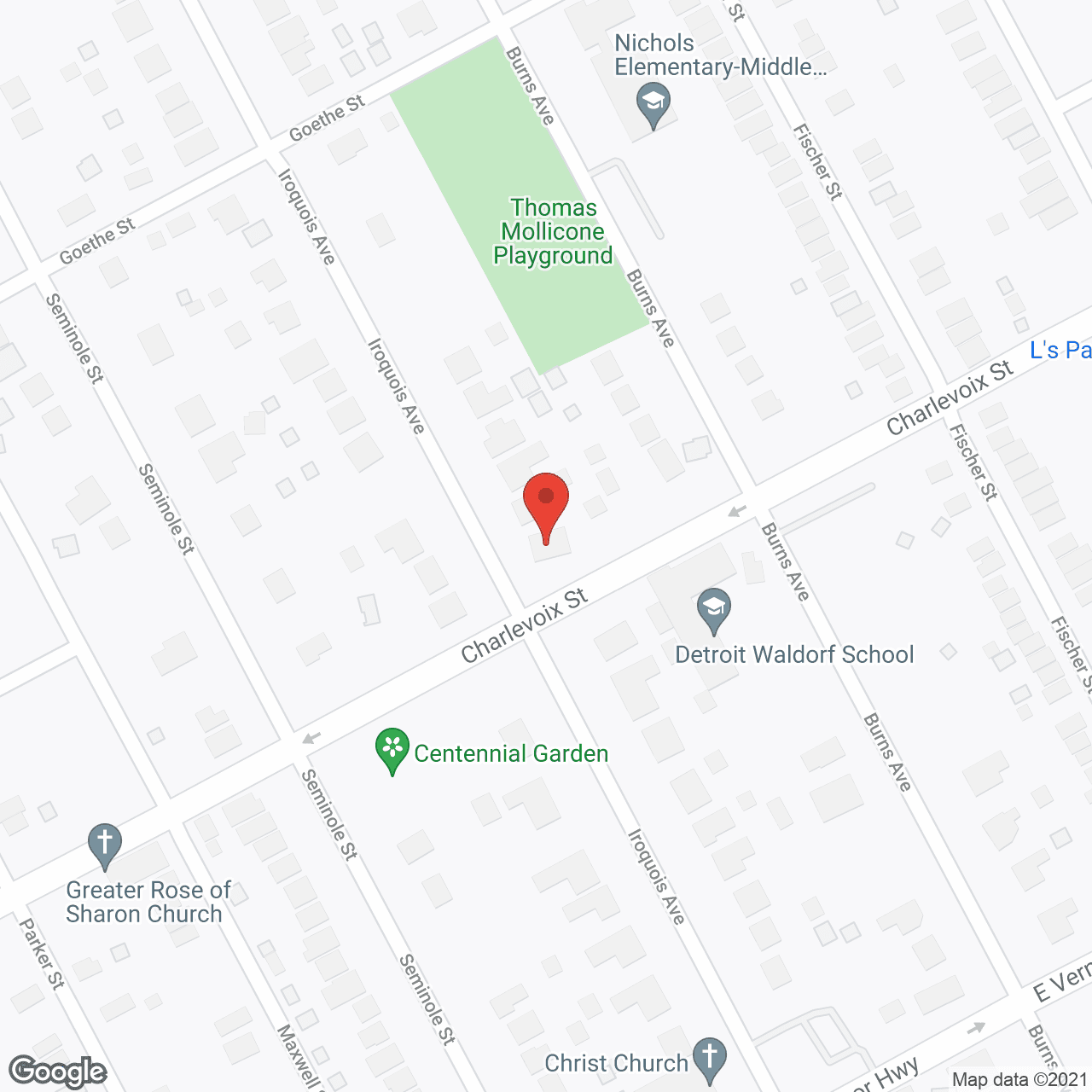 Map of the neighborhood around Whittier Towers