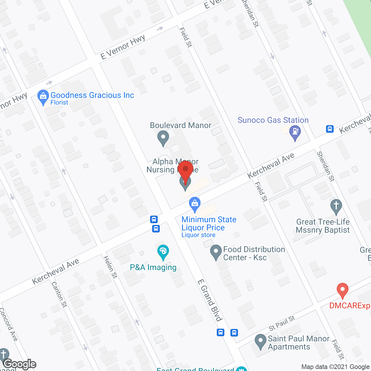 Map of the neighborhood around Alpha Manor Nursing Home