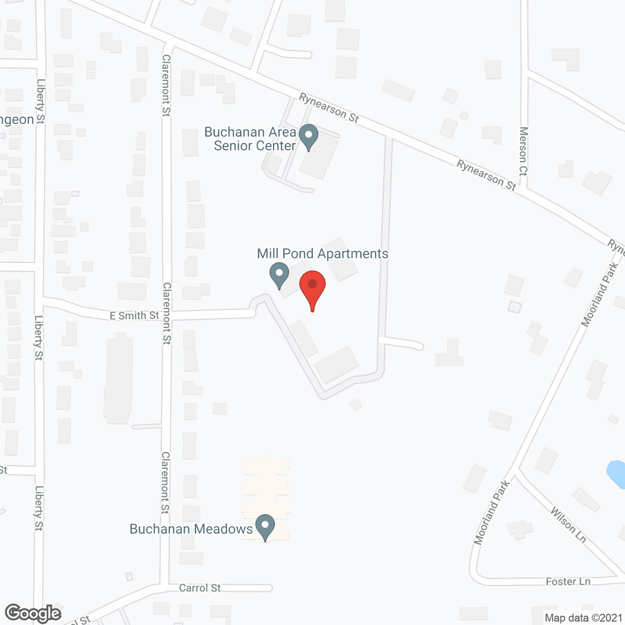 Map of the neighborhood around Mill Pond Apartments