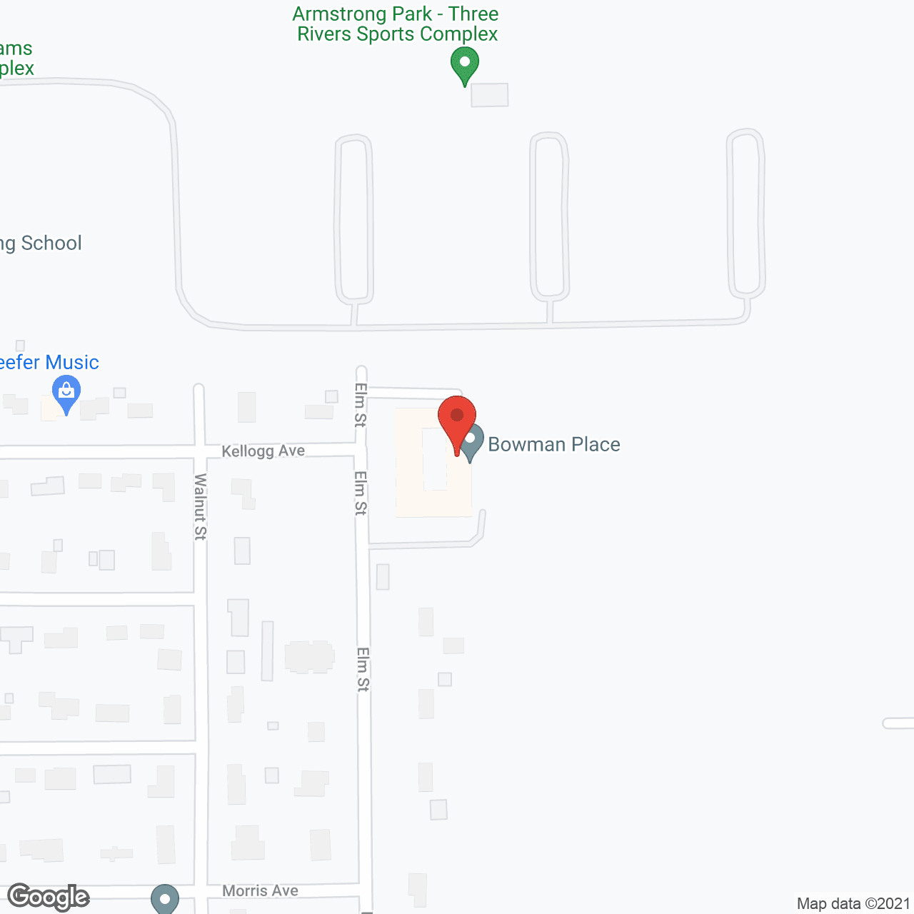 Map of the neighborhood around LakeHouse Three Rivers