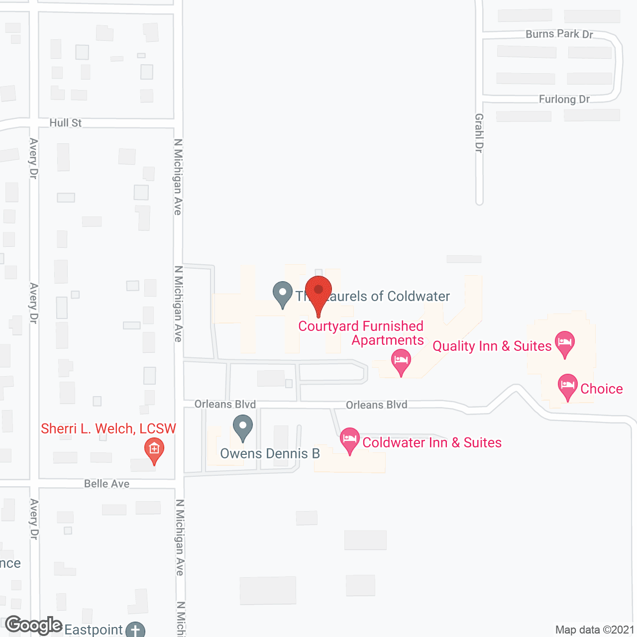 Map of the neighborhood around Laurels of Coldwater