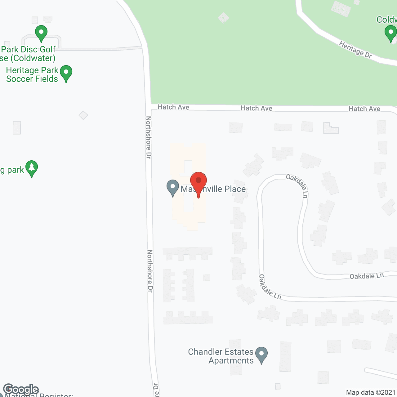 Map of the neighborhood around LakeHouse Coldwater