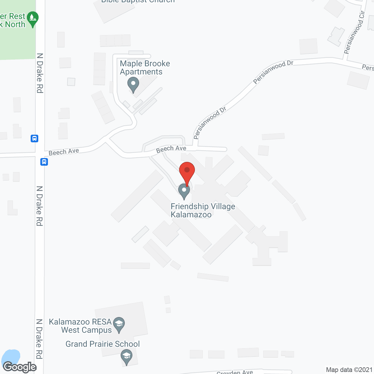 Map of the neighborhood around Friendship Village Kalamazoo