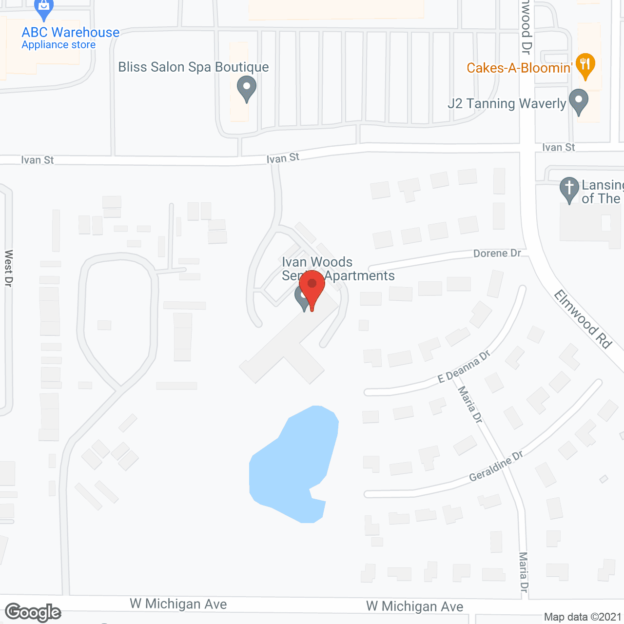 Map of the neighborhood around Ivan Woods Senior Apartments