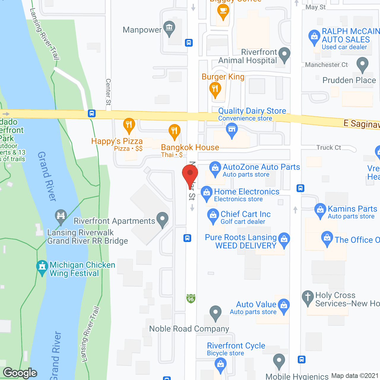 Map of the neighborhood around Riverfront Apartments
