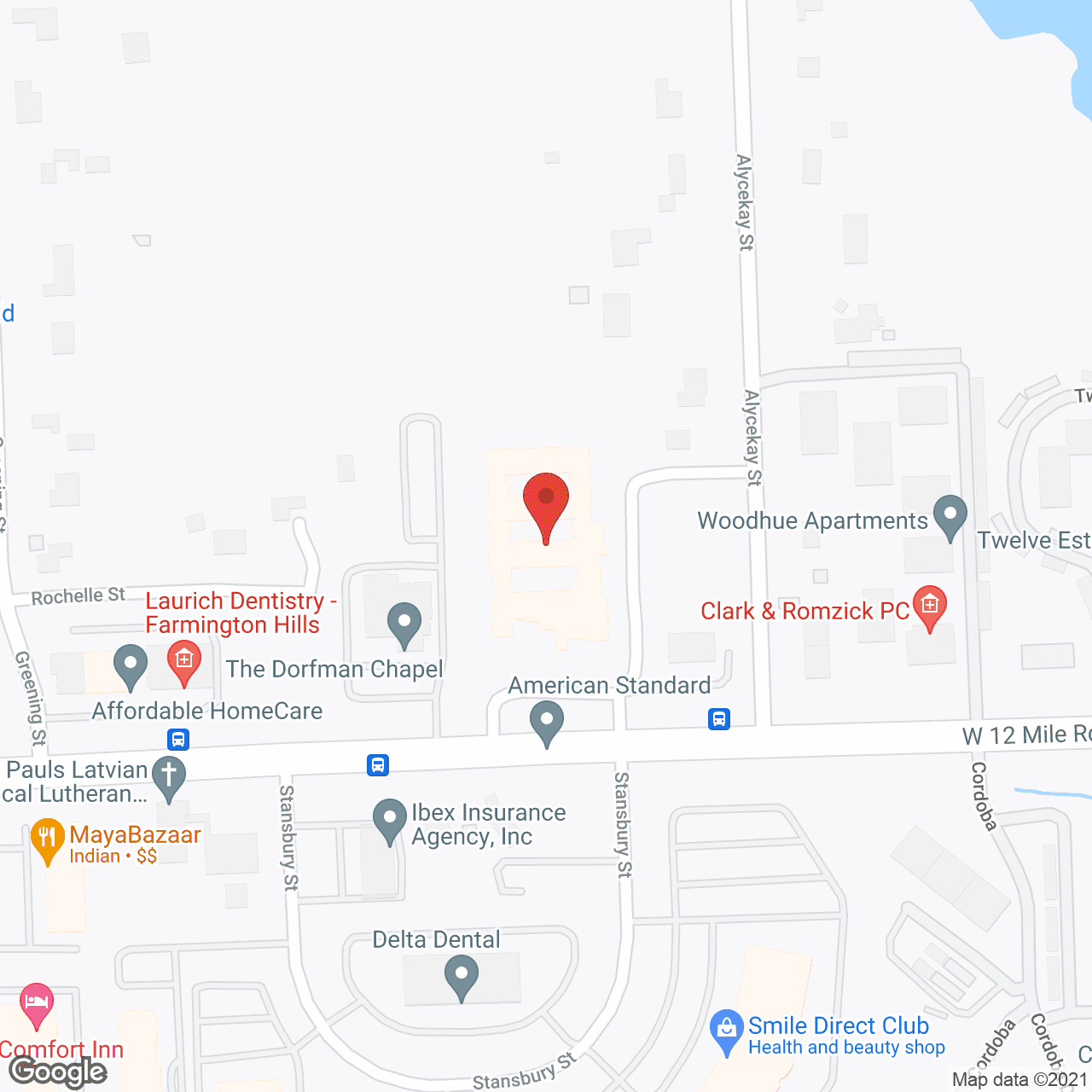 Map of the neighborhood around Farmington Hills Inn