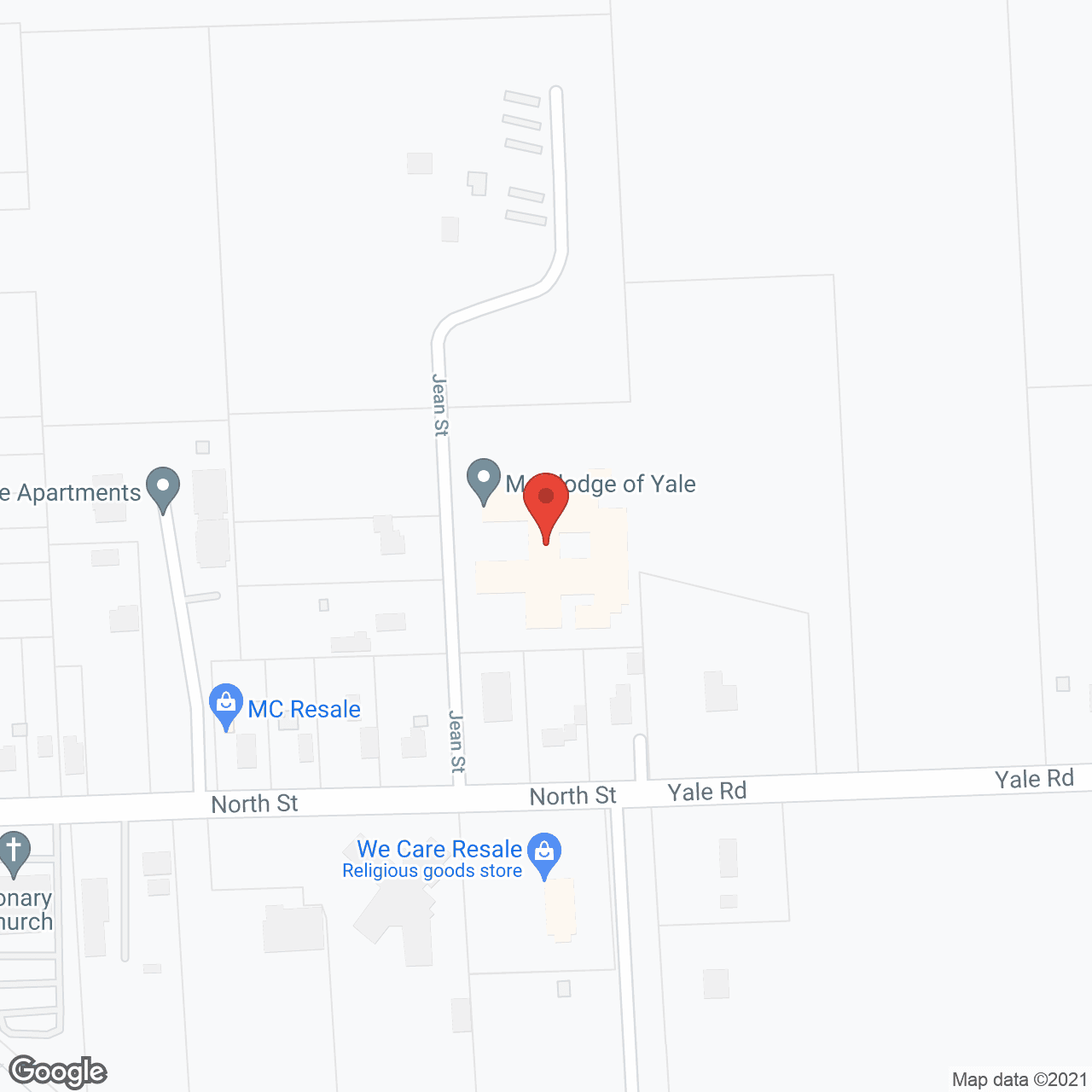 Map of the neighborhood around Medilodge of Yale