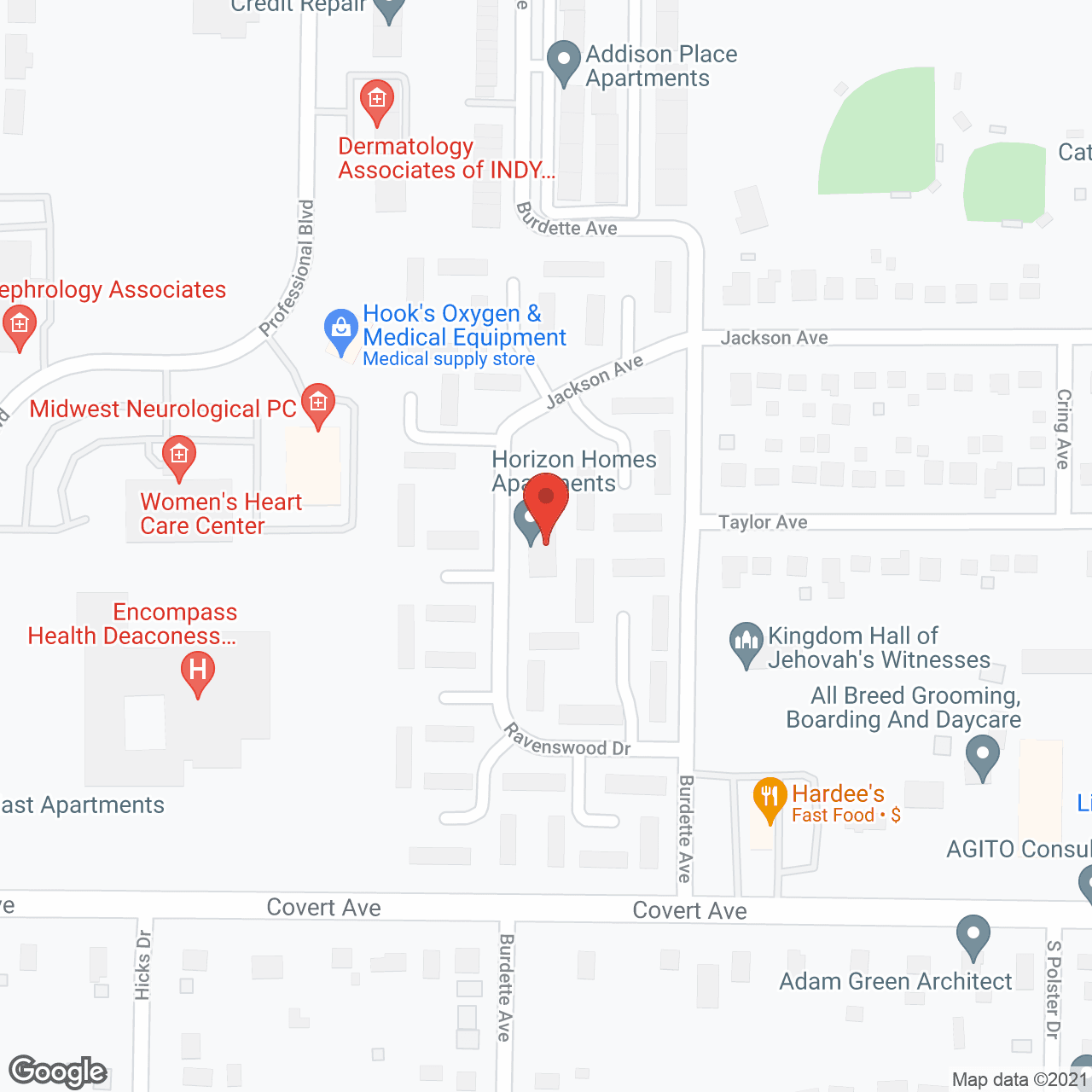 Map of the neighborhood around Horizon Homes