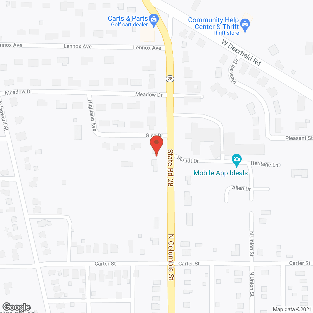 Map of the neighborhood around Union City Retirement Village
