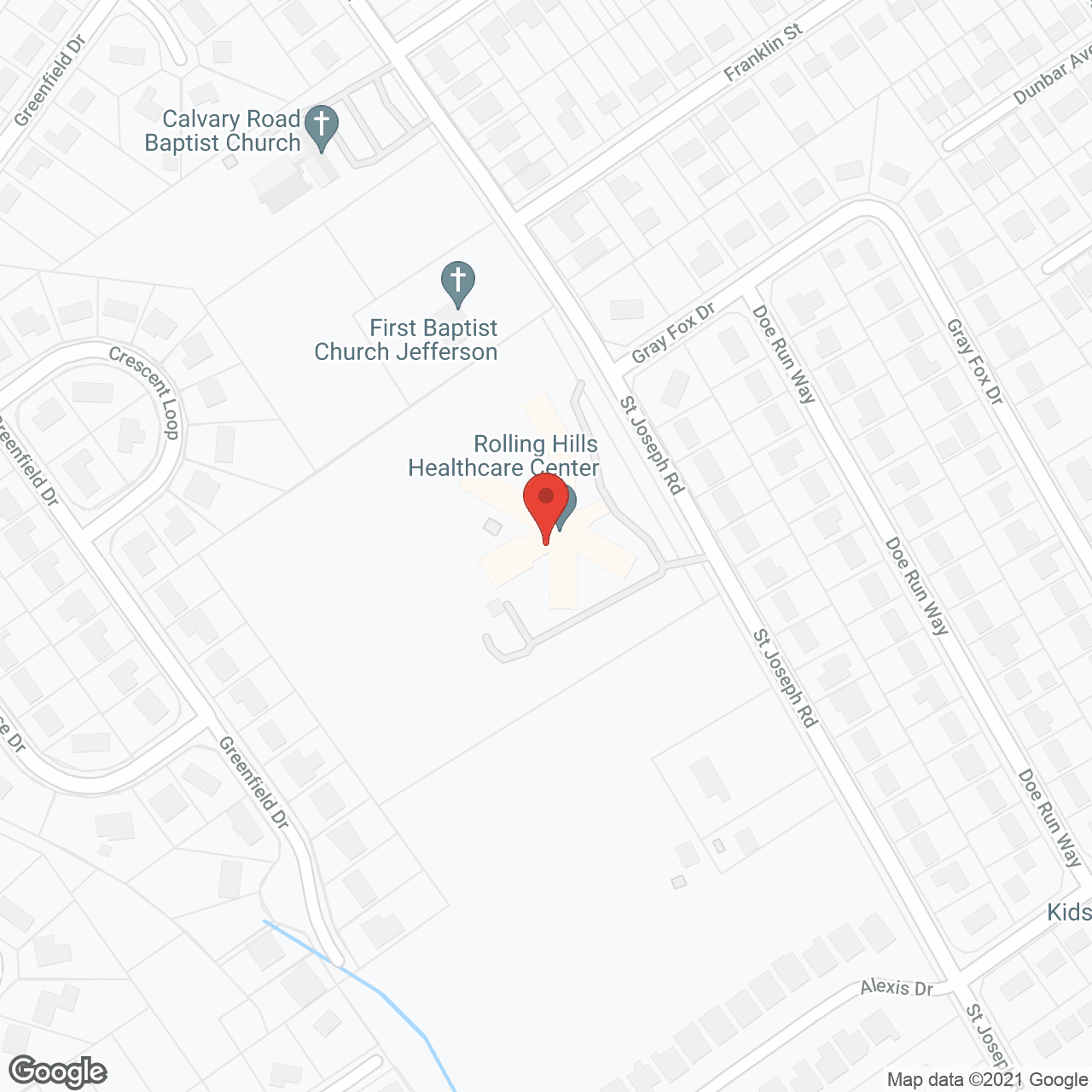 Map of the neighborhood around Rolling Hills Health Care Center