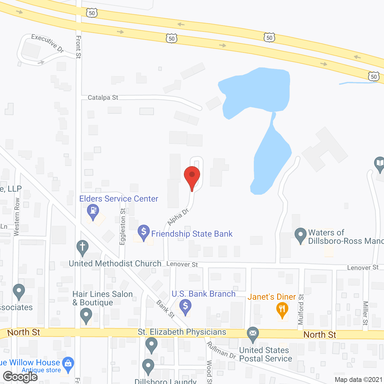 Map of the neighborhood around Dillsboro Village Apartments