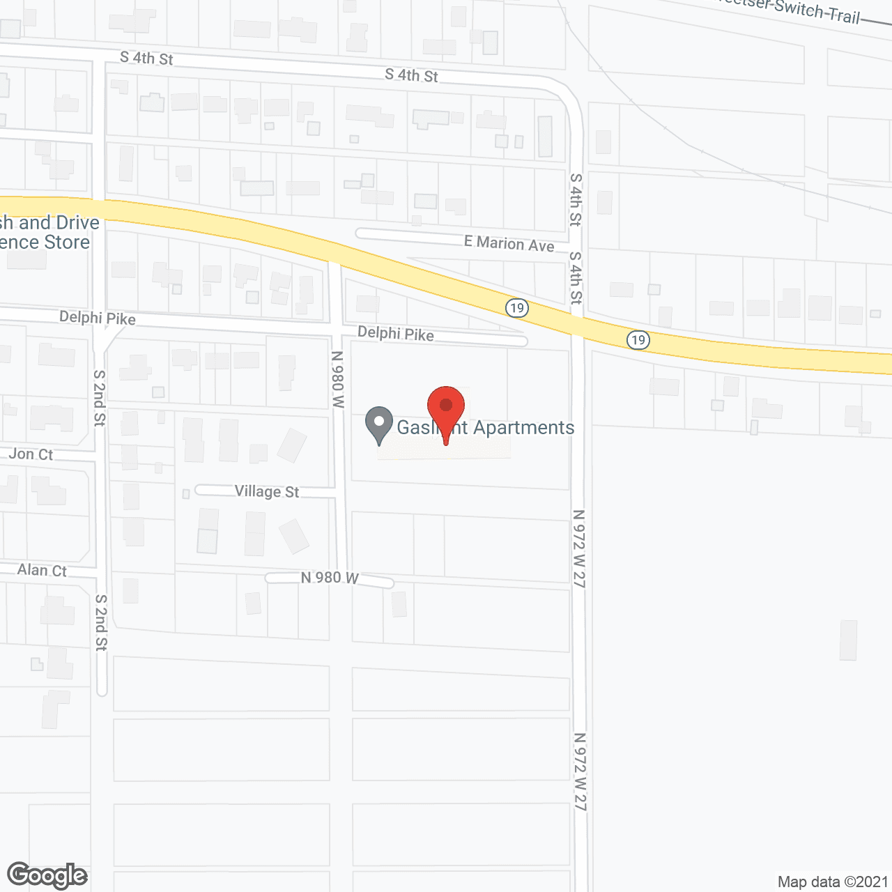 Map of the neighborhood around Gaslight Apartments