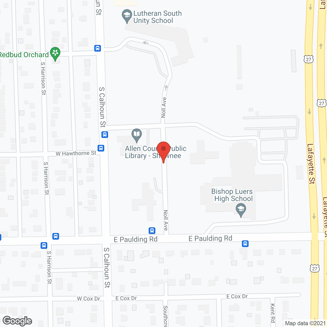 Map of the neighborhood around Catholic Charities Villa of the Woods