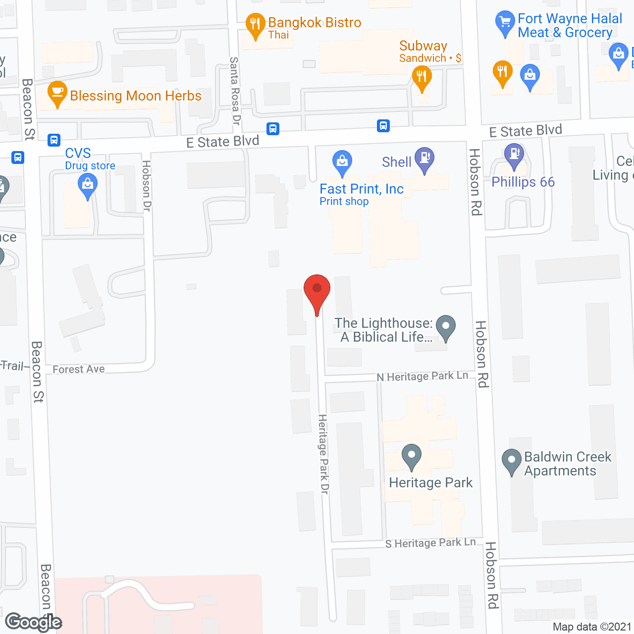 Map of the neighborhood around Heritage Park Assisted Living and Garden Homes